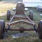 frame is mocked up. front axle and rear end are 46 ford